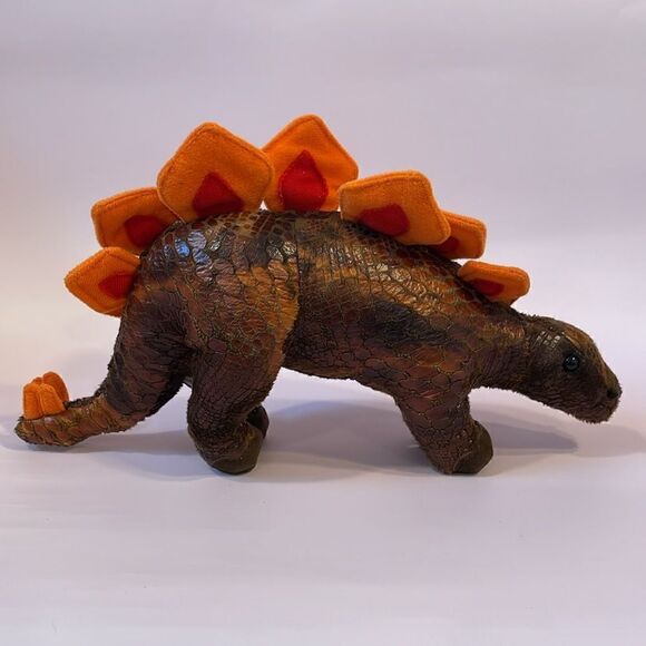Douglas Plush Stegosaurus Dinosaur Stuffed Animal Red Brown Orange 11” long GUC - Picture 4 of 9